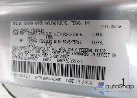 2016 Toyota Tacoma Sr5 from USA, damaged, VIN 5TFRX5GN3GX069767